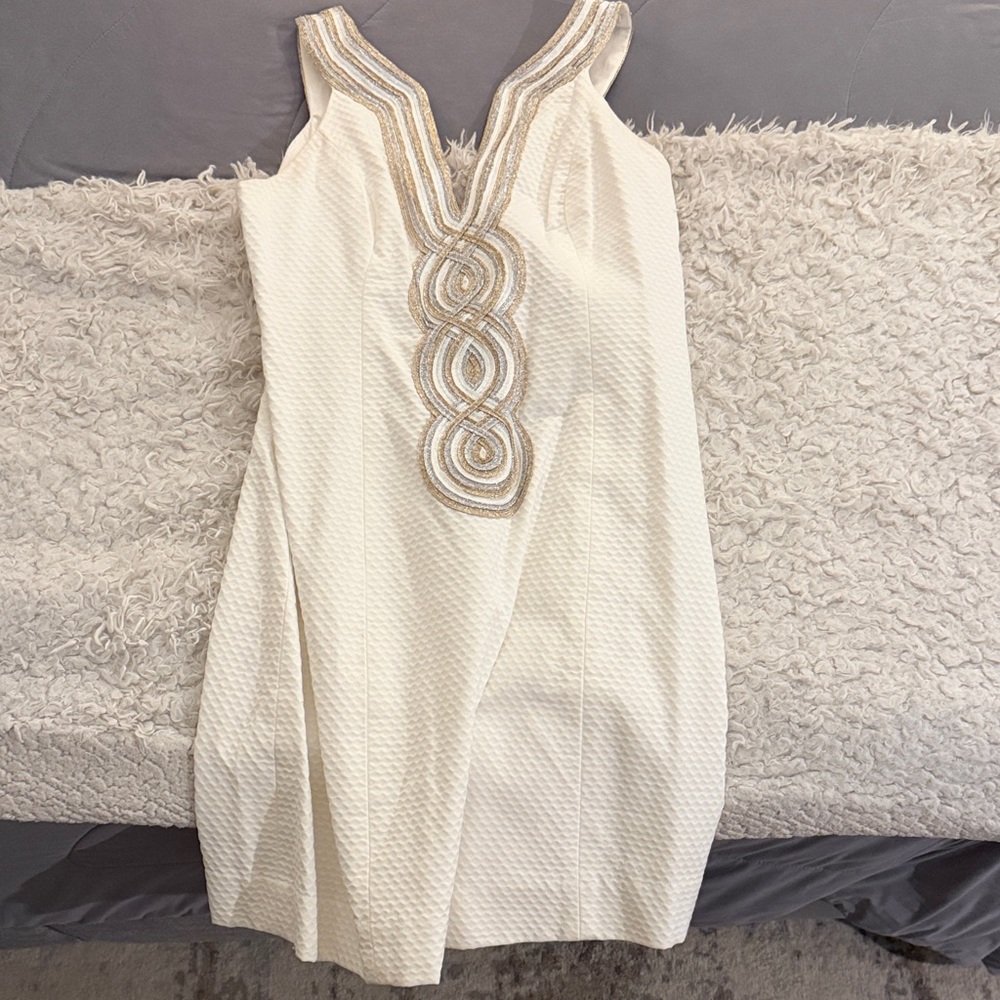Lilly Pulitzer White and Gold Mini Dress